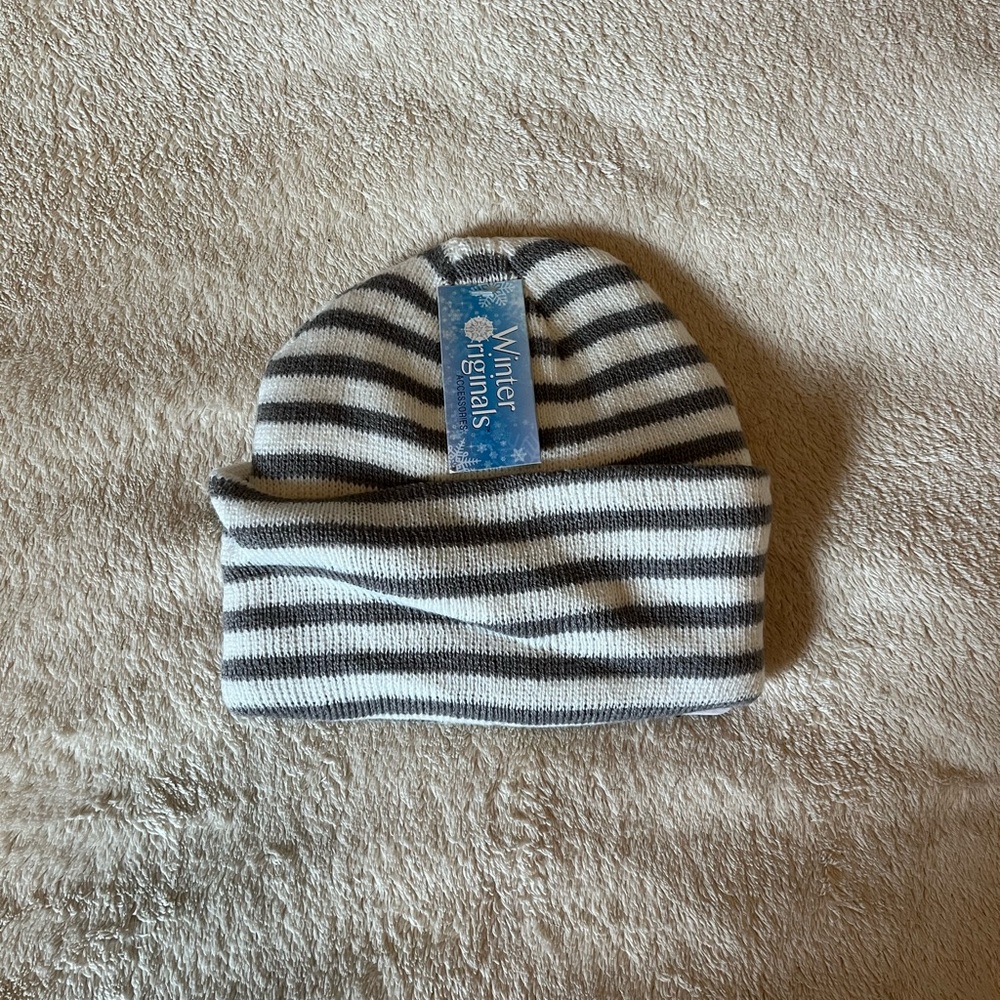 Grey and White Beanie
